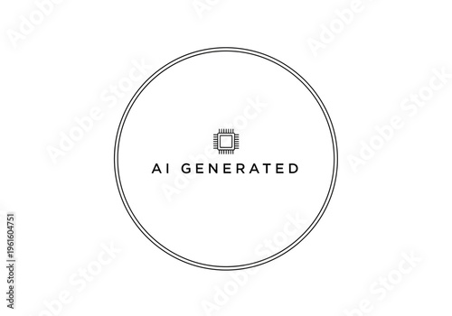 AI Generated Icon with Geometric Pattern and Textual Element within a Circular Frame