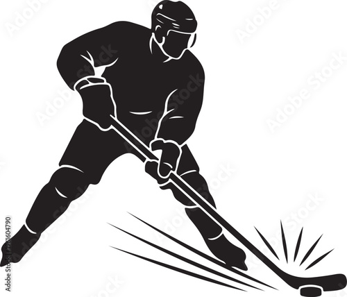 Photography Ice Hockey Silhouette Player Action Winter Sports Vector Illustration
