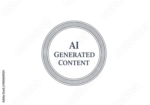 AI Generated Content Badge Emblem Circular Design with Geometric Pattern