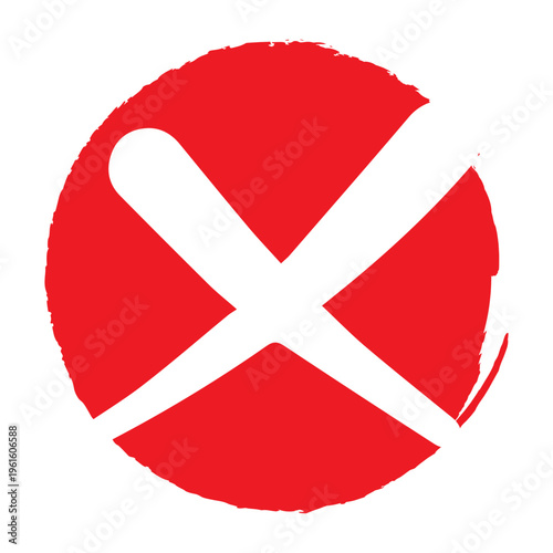 White X on red circular background with bold contrast. Simple and strong for stop or cancel visuals.