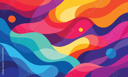 Abstract Bright Gradient Free Wave Background Colorful Flat Vector.