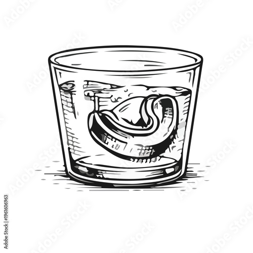 Hand drawn doodle illustration of a boxing mouth guard for teeth protection.
