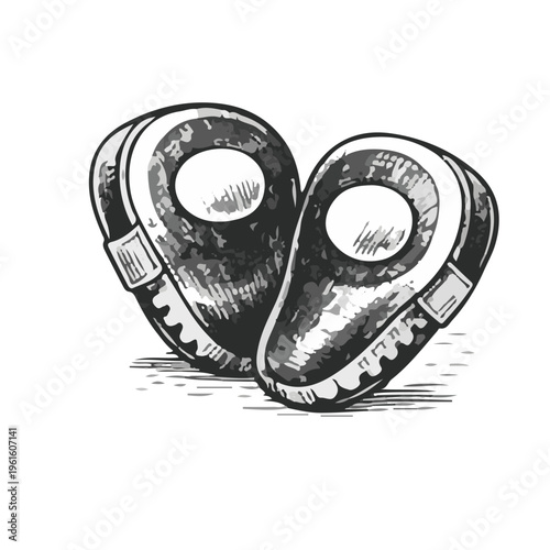 Hand drawn doodle illustration of a punching bag used for boxing training.