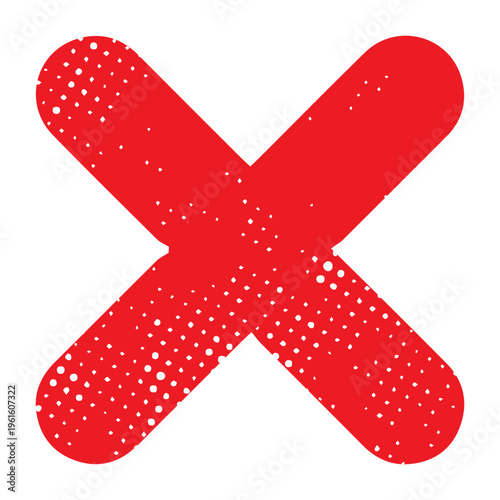 Soft-edged thick red X with subtle texture. Modern and friendly visual for cancel or error states in UI and branding.