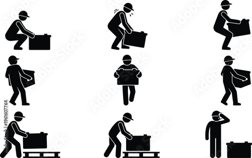 Illustrations détaillées des techniques de levage manuel sécuritaires et dangereuses pour la prévention des blessures au travail.