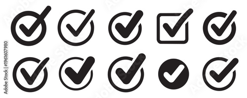 Different circle checkmark design set