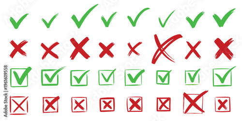Red green checkmark and crossmark design