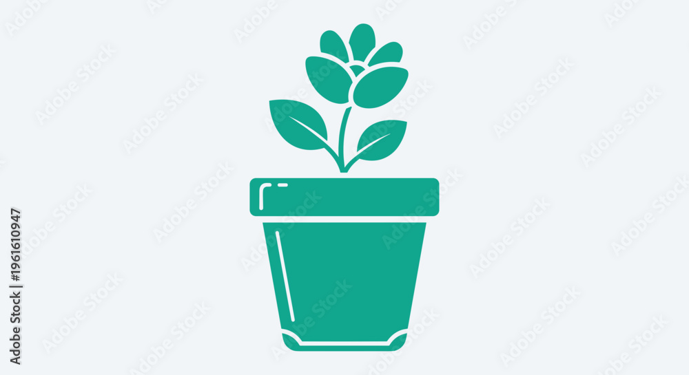 Fototapeta premium Simple Green Potted Plant Illustration.