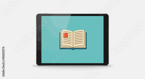 Digital Book on Tablet Screen: E-reading, Education, Technology