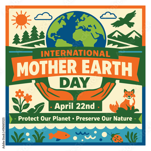 International Mother Earth Day Flyer Promoting Environmental Protection and Sustainability