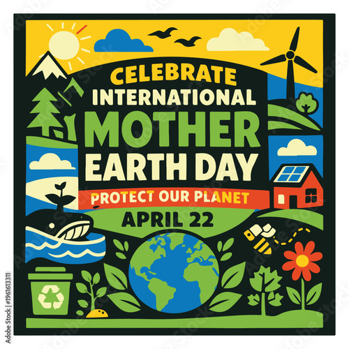 International Mother Earth Day Flyer Promoting Environmental Protection and Sustainability