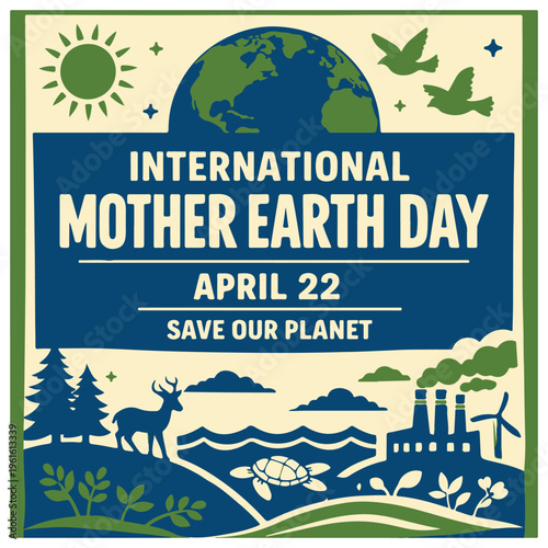 International Mother Earth Day Flyer Promoting Environmental Protection and Sustainability