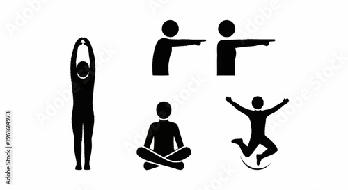 Silhouette Figures Practicing Yoga and Meditation.