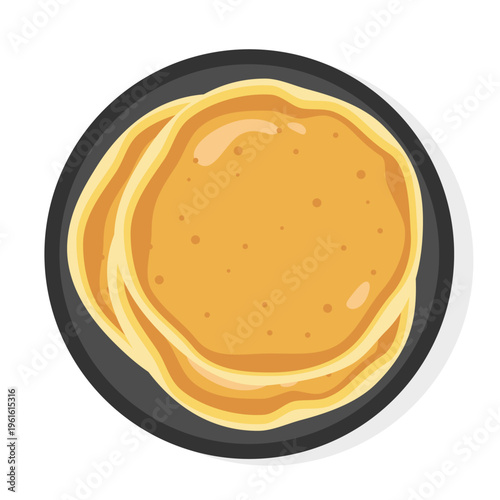 Pancakes on the plate with top view cartoon. Pancake illustration. Healthy breakfast icon