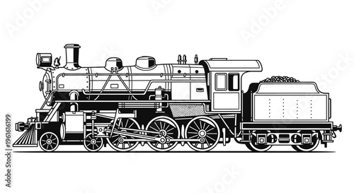 Vintage steam locomotive illustration on white background transportation theme