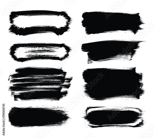 Artistic ink brush textures for contemporary graphic design and creative layout isolation.