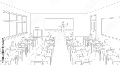 classroom with students and teacher