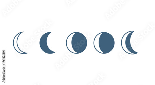 Moon Phases Cycle Vector Graphic