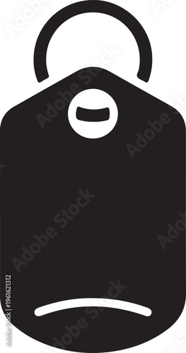 Minimalist black luggage tag with handle and circular attachment loop for travel identification and organization