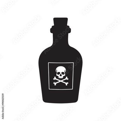Poison bottle silhouette vector illustration on white background