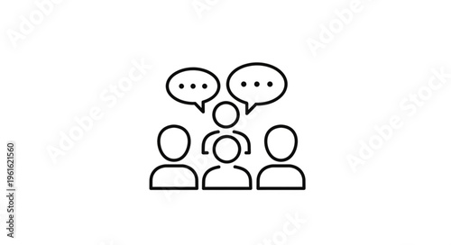 Group Discussion Icon - People Sharing Ideas and Communicating Together.