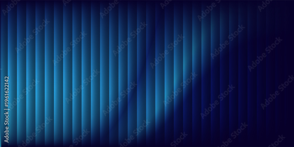 Obraz premium Futuristic neon texture with vibrant shades of blue wavy gradient and bright smooth fluted vertical lines. fluted texture