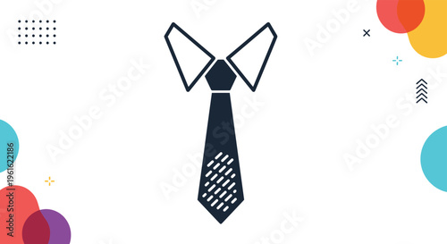Professional necktie and shirt collar icon symbol of formal attire and corporate business environment on abstract backdrop.