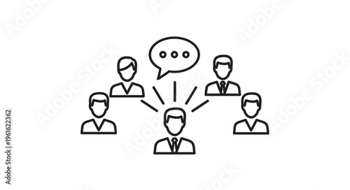 Team Communication and Collaboration - A Central Figure Sharing Ideas with Colleagues.