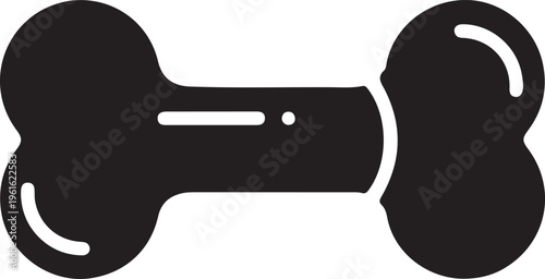 Minimalist stylized illustration of a boneshaped dog toy with smooth curves and a connecting center bar isolated design