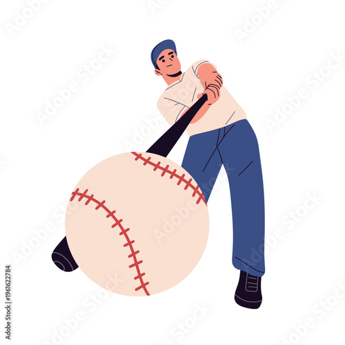 Flat vector of athletes playing sports baseball . dynamic poses, balls, and equipment in a modern minimal style. Perfect for sports apps, fitness content, educational materials, and active lifestyle 