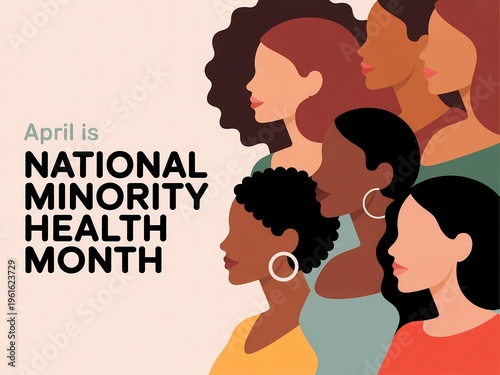 National minority health month illustration of diverse women profiles