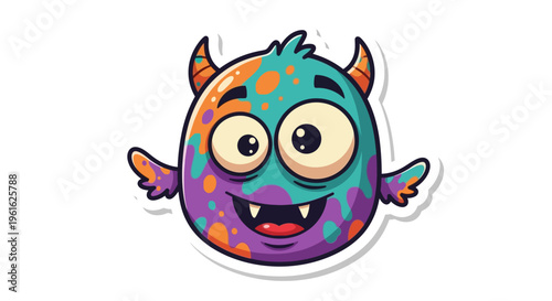 Bild auf Leinwand Funny angry cartoon devil character illustration vector monster alien cute comic