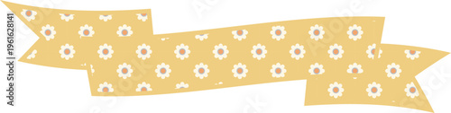 Ribbon Frame -1- Daisy - yellow, isolated on white background