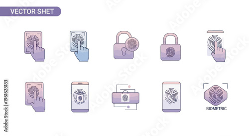 Biometric Fingerprint Scan Icons: Security, Identity, Technology, and Access Control