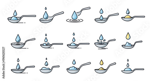 Spoonfuls of Water and Powder: Liquid Droplets and Granules in Culinary Utensils