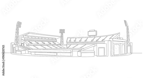 Stadium Outline Drawing - Sports Arena Architecture Minimalist Vector