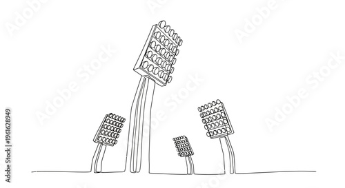 Stadium Lights Drawing Illustration