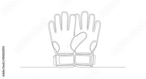 Continuous line drawing of a soccer goalkeeper glove, minimalist vector art