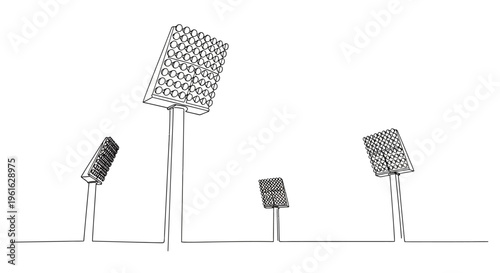 Abstract Sculpture Park with Minimalist Art Installations on White Background