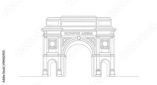 Minimalist Archway Drawing, City Gate Landmark, Architectural Outline Art