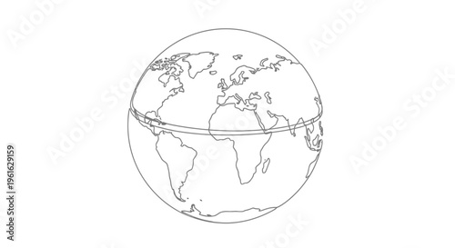 World Map Globe Outline Vector Illustration