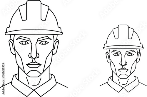 Vector illustration of a construction worker wearing a helmet  May Day