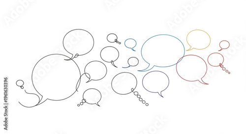 Colorful speech bubbles in various sizes on white background for communication concepts
