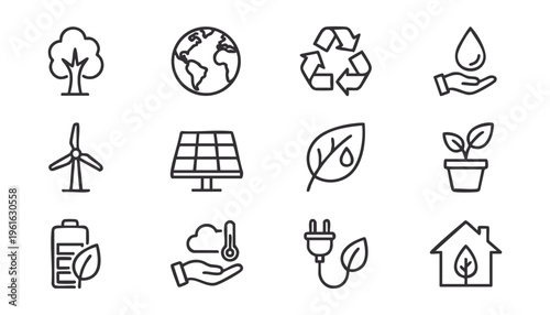 Minimal ecology and environmental protection icon