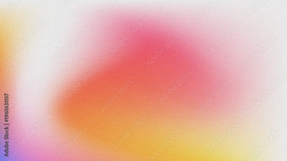 Fototapeta premium A soft, grainy abstract background featuring a smooth gradient of warm pastel hues—pink, orange, yellow, and subtle purple—with a textured noise effect. 