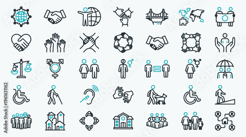 Diversity and Inclusion Icon Set for Social Equality and Accessibility
