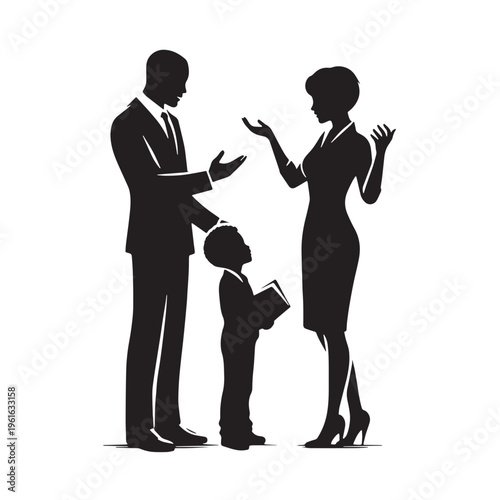 Black Parent teaching values Silhouette Vector, High Quality Illustration on White Background