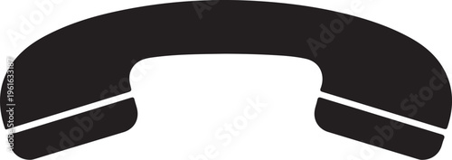 Black telephone receiver icon, communication symbol, phone handset, vector graphics