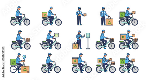 Delivery Person on Bicycle, Parcel Service, Logistics, Courier, Package