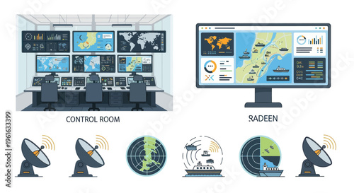 Modern Control Room and Radar Systems for Surveillance and Navigation